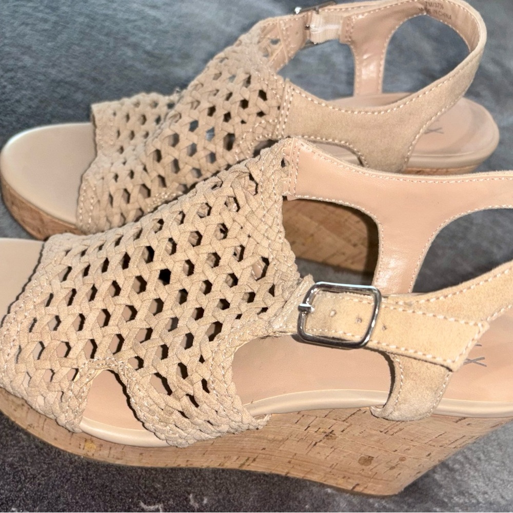 Mix No. 6 Tan Woven Wedge Sandals